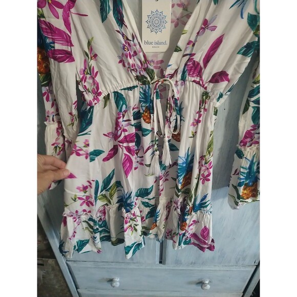 Blue Island Bathing Suit Cover Up Boho Nwt Size Small Floral Multicolor - Picture 4 of 9